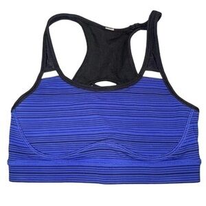 Lululemon Blue Black Stripe Racerback Sports Bra Size 6